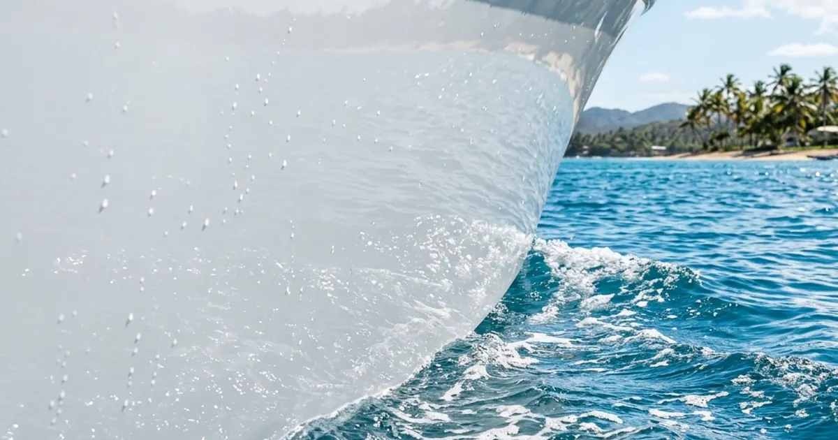 Boat hull with marine ceramic coating