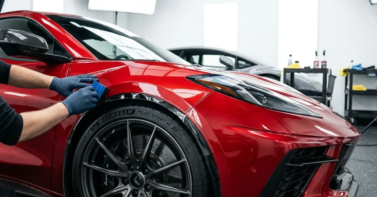 Exotic car receiving full PPF coverage